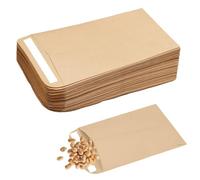 50 sobres marrones pequeños, sobres autoadhesivos para semillas, paquetes de semillas, sobres de papel kraft para monedas, sobres para dinero para semillas, monedas, cuentas, sellos (10 x 6 cm)
