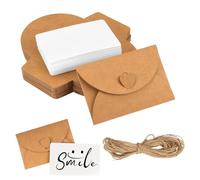 50 Sobres on Cierre Ded Corazón, Mini Kraft Paper Envelopes With Heart Closure, Sobres Pequeños with Blank Cards, Creative Retro Tarjetas Regalo Sobres, Gift Cards, for Wedding, Birthday Party