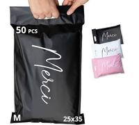 50 sobres para envíos de ropa - Tamaño M 35x25cm - 100% OPACO/ULTRA-RESISTENTE/IMPERMEABLE - Sobres Plastico - Bolsas de Envio Paquetes - Cajas Envios Paquetes - Gracias