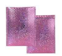 50 sobres publicitarios acolchados con logotipo personalizado con logotipo impreso, bolsa de envío para joyería, sobre postal para maquillaje, paquete de ropa, láser rosa, 25x30cm