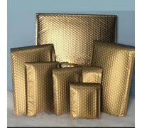 50 sobres publicitarios acolchados con logotipo personalizado con logotipo impreso, bolsa de envío para joyería, sobre postal para maquillaje, paquete de ropa, oro mate, 25x30cm