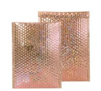 50 sobres publicitarios acolchados de burbujas personalizados con bolsa de envío impresa para joyería, sobre postal para paquete de ropa de maquillaje, láser dorado, 18x13cm