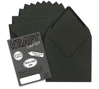 50 sobres vintage cuadrados de papel de estraza negro, sostenibles, 15,5 x 15,5 cm, adhesivo húmedo, solapa en punta NEUSER PAPIER