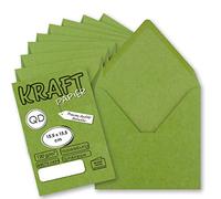 50 sobres vintage cuadrados de papel de estraza verde claro (verde), sostenibles, 15,5 x 15,5 cm, adhesivo húmedo con solapa en punta NEUSER PAPIER