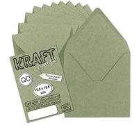 50 sobres vintage cuadrados de papel de estraza verde, sostenibles, 15,5 x 15,5 cm, adhesivo húmedo, solapa en punta NEUSER PAPIER