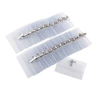 50 soportes de plástico para tarjetas de identificación, transparentes, impermeables, de plástico, con clip y aguja, 9 cm x 5,5 cm (horizontal)