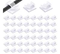 50 Soportes para Cables Autoadhesivos, Clips de Cable de Exterior,Organizador de Cables, Escritorio para Abrazaderas de Cables, para Cable de USB, Cargador,Navidad y Luces de Hadas,Transparente