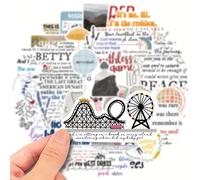50 stickers decorativos con de canciones de conciertos, stickers de vinilo para laptop, skateboard, botella de agua, coche, álbum de recortes