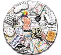 50 stickers Motivation en Français, autocollants colorés avec frases positives, stickers inspirants pour ordinateur portable, cadeau, enveloppe, album scrapbooking, décoration bureau pegatinas