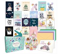 50 tarjetas de cumpleaños únicas con sobres y pegatinas, tarjetas de felicitación