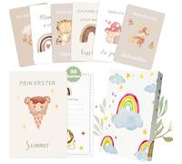 50 tarjetas de hitos para bebé, 1-12 meses, para niña y niño | 400 g/m² tarjetas para bebé, hitos para regalos significativos para nacimiento, regalo de bienvenida, baby shower