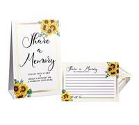 50 tarjetas de memoria de girasol Share a y girasol conmemorativo Sign Place Cards para celebrar la vida, graduación, boda, despedida de soltera, cumpleaños, aniversario, vacaciones, 2 estilos