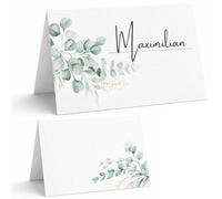 50 Tarjetas de mesa boda eucalipto boho | Tarjetas de sitio y tarjetas con nombre para escribir | Marcasitios para boda bautizo cumpleaños evento de empresa | Plan de mesa (Eucalipto verde)