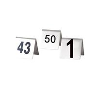50 tarjetas de números de mesa de acero inoxidable por paquete, estilo tienda de campaña 1-50, adecuadas for cafeterías, bares y fiestas(1-25)