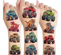 50 tatuajes temporales 3D Monster Truck Niños Niños Coloridos Dinosaurio MonsterTruck Tatuajes adhesivos para pegar al azar Falso Tatuaje Adhesivo Cuerpo Cara Fiesta Accesorios Accesorios