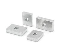 50 tuercas cuadradas de acero al carbono zincado, M3, M4, M5, M6 y M8, tuercas rectangulares delgadas, bloque deslizante for perfil de aluminio.(M6-20x12x4)