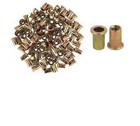 50 tuercas de remache M6, tuercas ciegas de brida de acero chapado en zinc con cuerpo moleteado para materiales finos, sujetadores de inserción roscados métricos