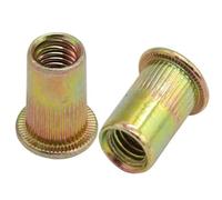 50 tuercas remachables de cabeza plana con inserto roscado, tapa de inserción for tuerca remachadora, acero al carbono galvanizado(M6 50PCS)