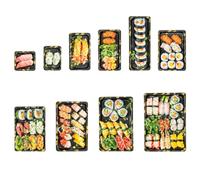 50 Uds Bandejas Reutilizables para Sushi,Envases de Plástico para Comida,Dulces,y Bocadillos,Juego de Bandejas Rectangulares para Sandwiches,Catering,Banquetes,Bodas,Cumpleaños,Baby Shower y Fiesta