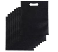 50 Uds. Bolsa de mano reutilizable no tejida para fiesta, bolsa de mano troquelada, bolsa de regalo con asas coloridas, bolsas de regalo a granel para recuerdo de boda/regalo/fiesta(Negro)