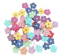 50 Uds. Botones de flores de madera de 20mm 2 agujeros forma de puntos costura decorativa for proyectos de arte de colección de recortes(ColorA)