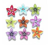 50 Uds. Botones de flores de madera de 20mm 2 agujeros forma de puntos costura decorativa for proyectos de arte de colección de recortes(ColorC)