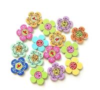 50 Uds. Botones de flores madera 20mm 2 agujeros forma puntos costura decorativa for proyectos arte colección recortes Para Camisa(ColorB)
