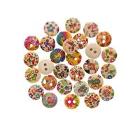 50 Uds. Botones redondos de madera con estampado flores estilo Pastoral, costura for álbum recortes, manualidades ropa, accesorios for trabajo hecho a mano, 11-18mm Para Camisa(Natural,15mm)