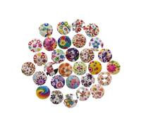50 Uds. Botones redondos de madera con estampado flores estilo Pastoral, costura for álbum recortes, manualidades ropa, accesorios for trabajo hecho a mano, 11-18mm Para Camisa(WHITE,11.5mm)