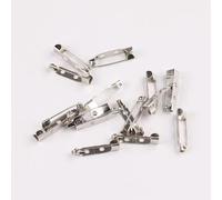 50 Uds broche Clip 15/20/25/30/35/40mm Base de seguridad pines configuración en blanco for suministros joyería DIY(Rhodium,25mm)