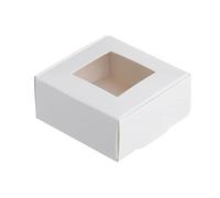 50 Uds. Caja de papel Kraft de 85x60x30mm con ventana, caja de embalaje de regalo for joyería, cajas de jabón hechas a mano, recuerdos de fiesta de boda y cumpleaños(Color:White)