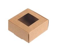 50 Uds. Caja de papel Kraft de 85x60x30mm con ventana, caja de embalaje de regalo for joyería, cajas de jabón hechas a mano, recuerdos de fiesta de boda y cumpleaños(Color:Brown)