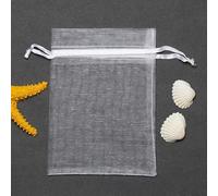 50 Uds. De bolsas de tul transparentes para fiesta, bolsas de boda dibujables, regalo de joya, caramelo, elemento de gasa, bolsa de regalo, bolsas de organza, 7 * 9cm-blanco