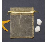 50 Uds. De bolsas de tul transparentes para fiesta, bolsas de boda dibujables, regalo de joya, caramelo, elemento de gasa, bolsa de regalo, bolsas de organza, 7 * 9cm-oro
