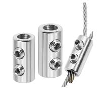 50 Uds. for abrazaderas de eslinga de alambre de acero de 1,5mm-3mm, agujeros dobles, Clip de cobre y Metal, herramienta de eslinga de cuerda de acero inoxidable(Wire 1.5mm 20pcs)