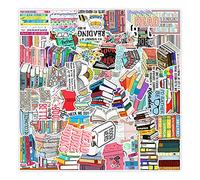 50 Uds Lectura Pegatinas para Botellas de Agua Portátiles,Maleta,Bicicletas,Monopatín,Guitarra,Casco,Equipaje,Coche,Reading Impermeable Stickers de Vinilo para Niños y Niñas,Adolescentes