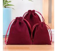 50 uds/lote 7x9 9x12 10x15cm bolsas de bolsita de terciopelo con cordón bolsas de embalaje de exhibición de regalo de joyería de tamaño pequeño puede personalizar-vino rojo, 5x7cm,50 uds