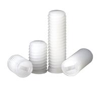 50 Uds M3 M4 M5 M6 M8 tornillos de cabeza ranurada de plástico de nailon blanco tornillos sin cabeza de punta plana(M4 x 15mm)