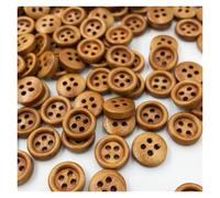 50 Uds. Mini botones de madera marrón de 8mm, 4 agujeros, botón de decoración de costura for ropa artesanal