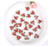 50 Uds. Parches de encaje florales bordados rojo verde azul suministros de costura reparación 2CM de ancho(Red)