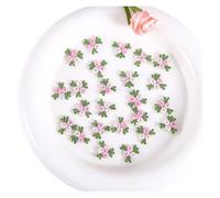 50 Uds. Parches de encaje florales bordados rojo verde azul suministros de costura reparación 2CM de ancho(Light Pink)