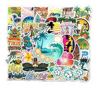 50 Uds Pegatinas para Surfear Aire Libre Hawaii, Pegatina para Surfear En Playa Tropical De Verano, Pegatina Impermeable para Tabla De Surf, Coche, Monopatín