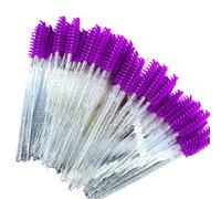50 Uds pinceles de maquillaje cepillo cejas cristal mango diamante varita aplicadora rímel herramientas pestañas(Purple)