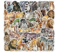 50 Uds Zoos Animales Pegatinas para Botellas de Agua Portátiles,Maleta,Bicicletas,Monopatín,Guitarra,Casco,Equipaje,Coche,Animales Impermeable Stickers de Vinilo para Niños y Niñas,Adolescentes