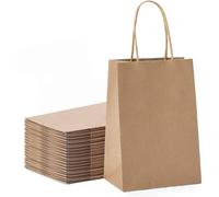 50 unid. Bolsas Regalo Kraft 15x8x21 cm, Bolsas de Papel con Asas para Cumpleaños, Compras y Retail, Lote para Fiestas