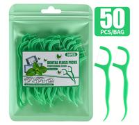 50 unidades/bolsa de hilo dental refrescante con sabor a - Palitos de limpieza profunda - Cuidado bucal diario desechable portátil y esenciales para viajes, palitos para el cuidado bucal