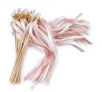 50 unidades de bastones de hadas de seda con 2 campanas grandes, varitas mágicas para bodas, enrejados, bodas, cumpleaños, fiestas, celebraciones de vacaciones