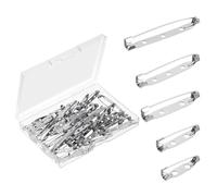 50 unidades de broches de 5 tamaños, pin de plata, imperdibles de metal, pasador de cierre seguro para joyas y manualidades, imperdibles de seguridad