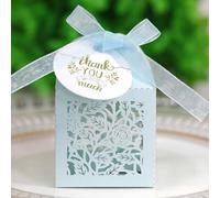 50 unidades de caramelos cortados a láser con cintas, cajas de regalo, flores de rosas, cajas de caramelos, cajas para regalos, cajas para bodas, aniversarios, fiestas, cumpleaños, bautizos, color