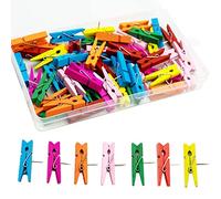 50 unidades de clips de empuje con pinzas de madera, clips de madera multicolor, chinchetas creativas para tarjetas, notas, fotos, escuela, oficina, artesanía